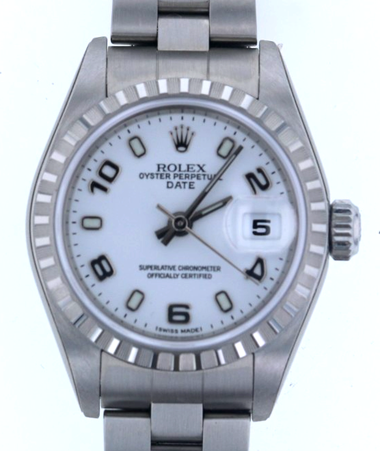 Ladies Rolex Oyster Perpetual Date Stainless Steel White Dial Ref#79240