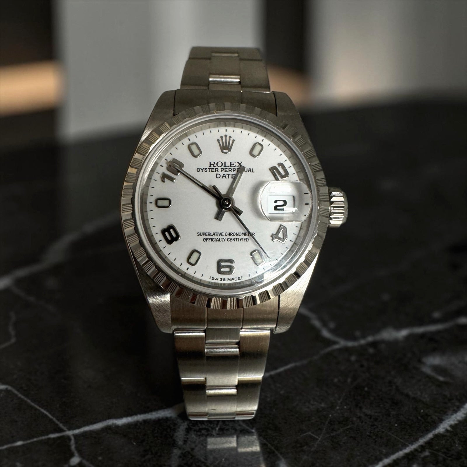 Ladies Rolex Oyster Perpetual Date Stainless Steel White Dial Ref#79240