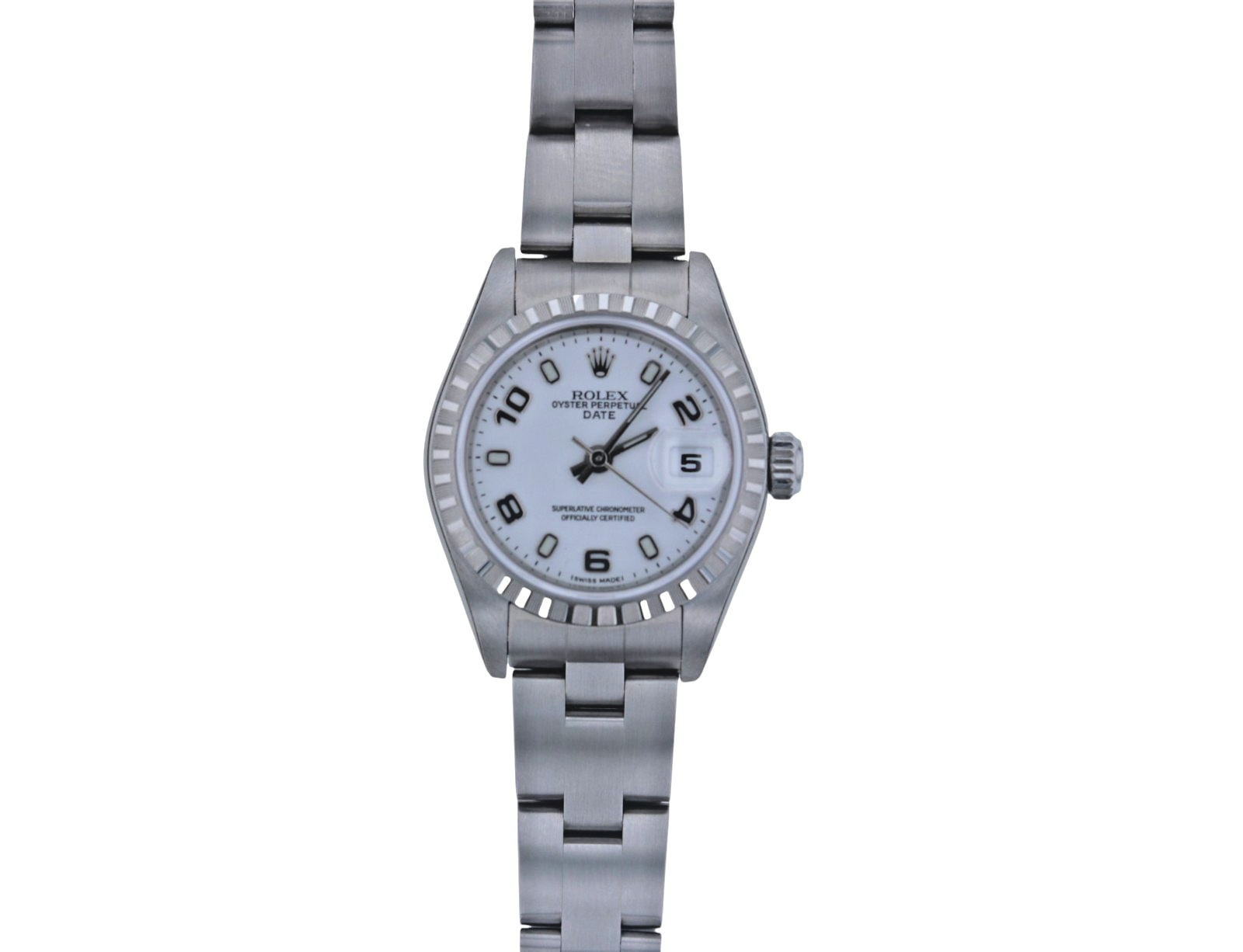 Ladies Rolex Oyster Perpetual Date Stainless Steel White Dial Ref#79240
