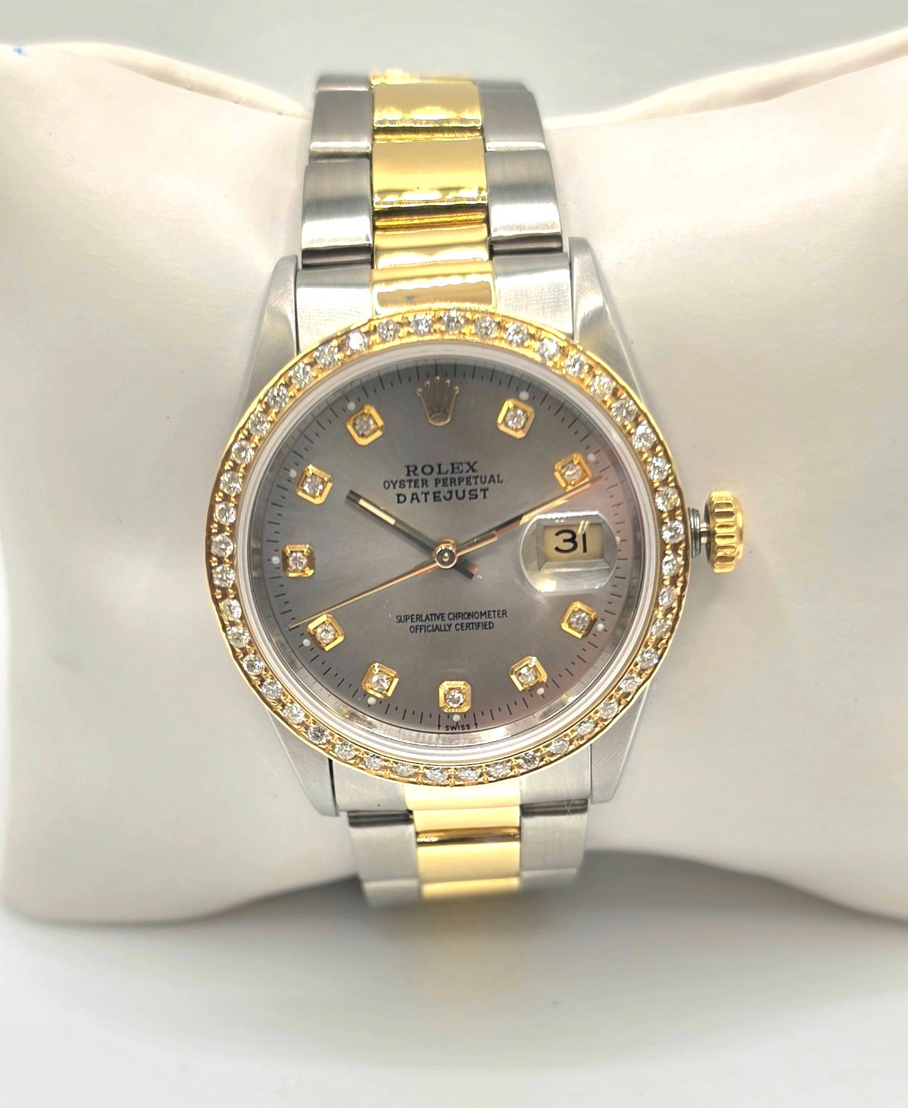 Rolex Datejust 16233 36mm Two Tone 18K Gold Diamond Dial & Bezel Serviced