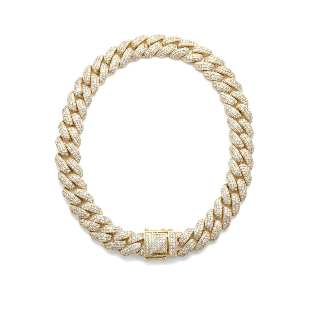 14k Yellow Gold 2.00ctw Diamond Cuban Link Bracelet, 7.5in Long