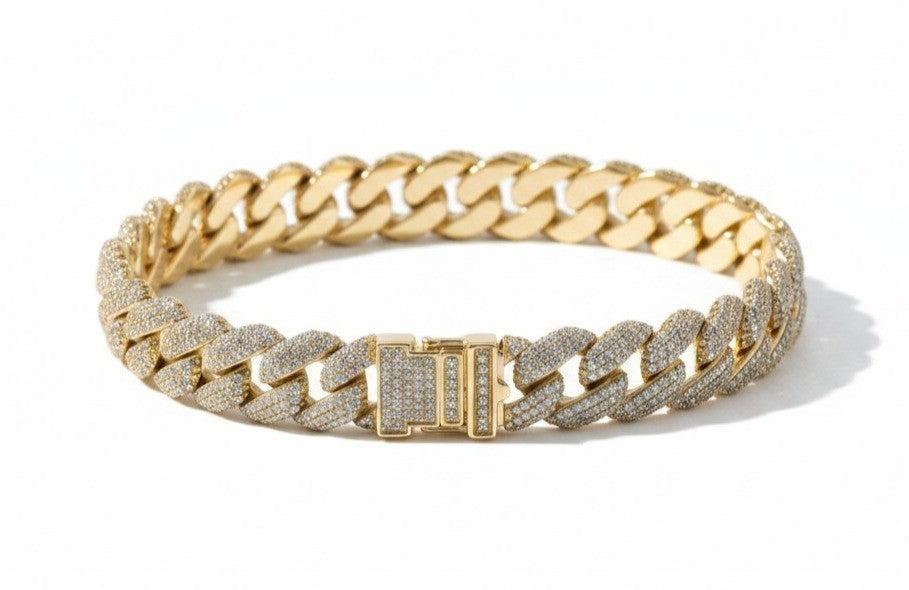 14k Yellow Gold 2.00ctw Diamond Cuban Link Bracelet, 7.5in Long