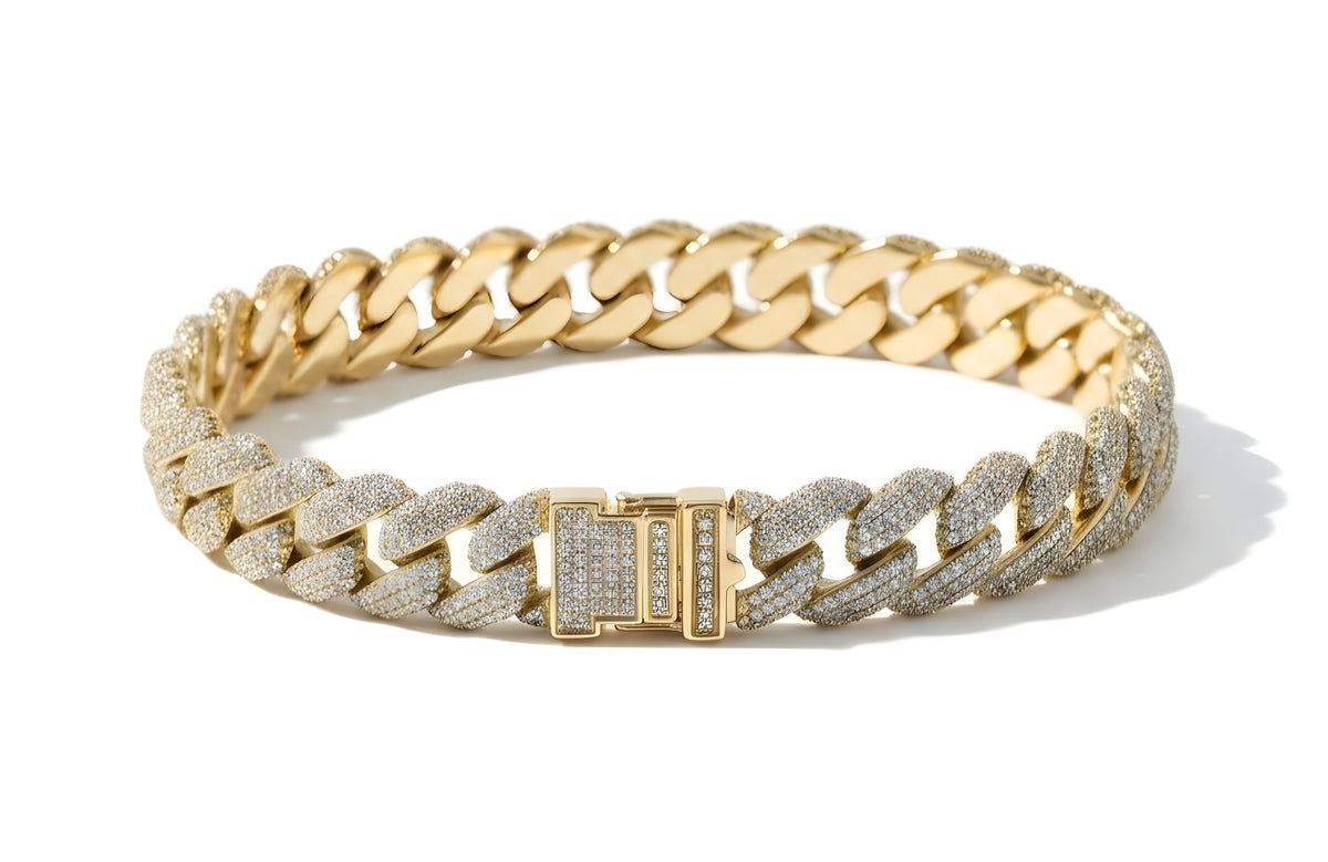14k Yellow Gold 2.00ctw Diamond Cuban Link Bracelet, 7.5in Long