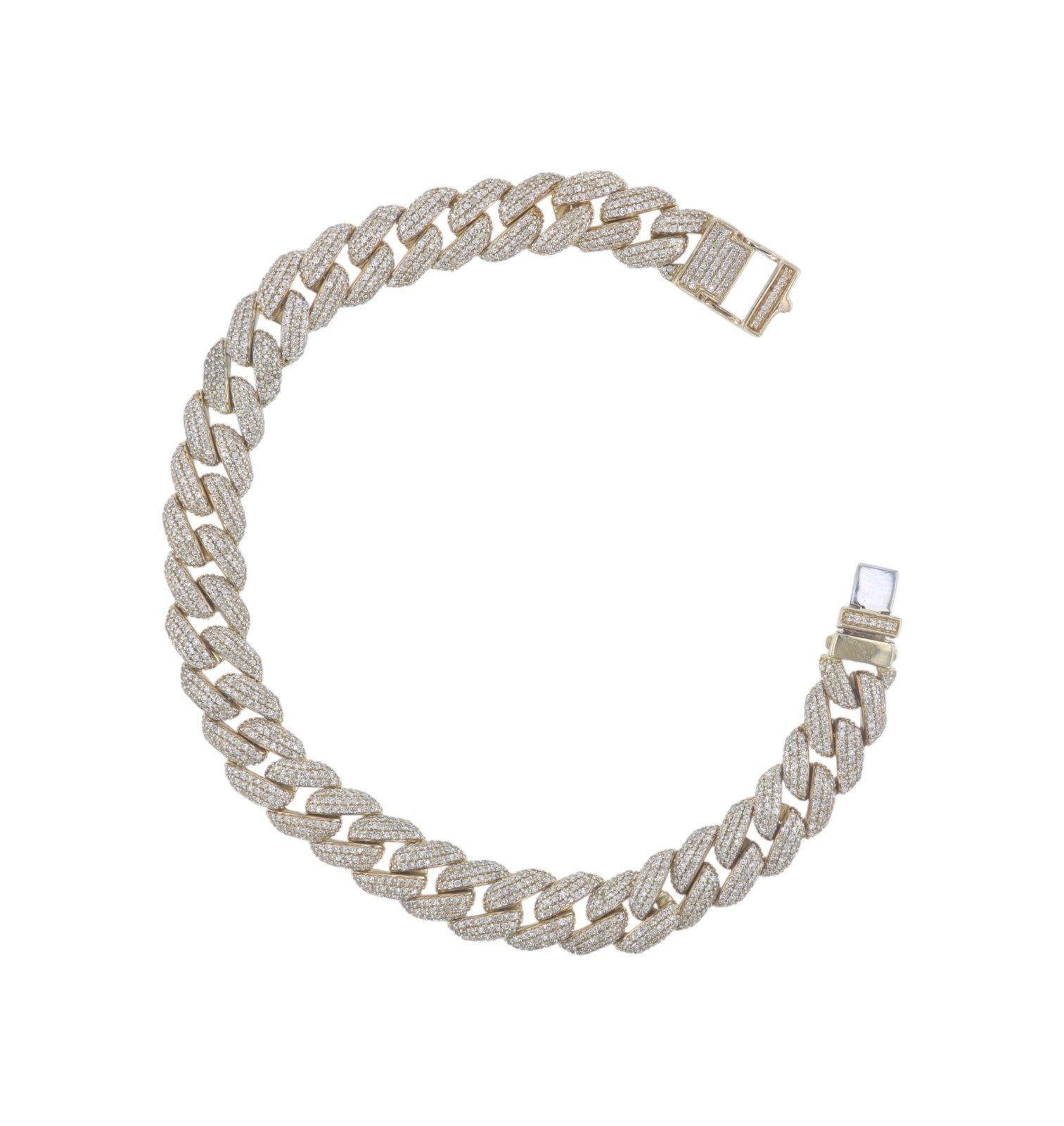 14k Yellow Gold 2.00ctw Diamond Cuban Link Bracelet, 7.5in Long