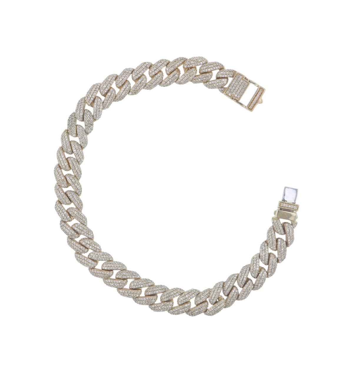 14k Yellow Gold 2.00ctw Diamond Cuban Link Bracelet, 7.5in Long