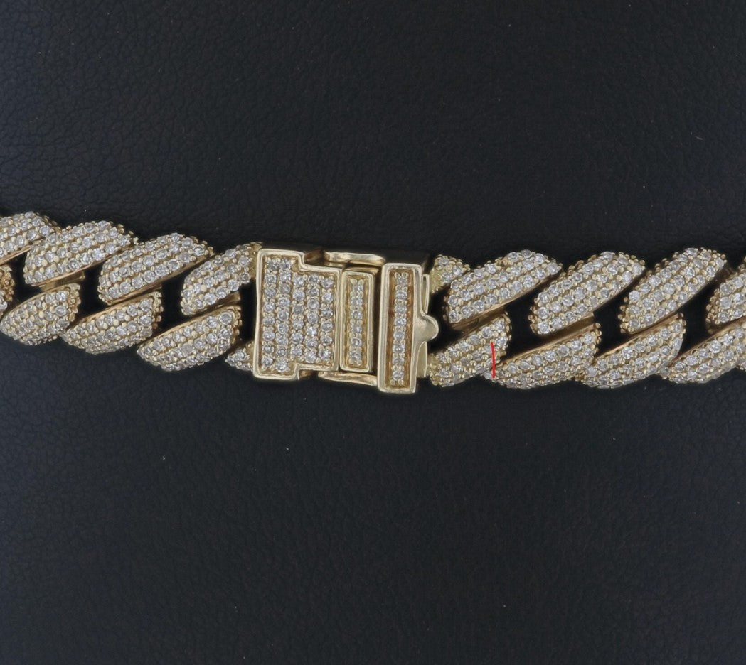 14k Yellow Gold 2.00ctw Diamond Cuban Link Bracelet, 7.5in Long