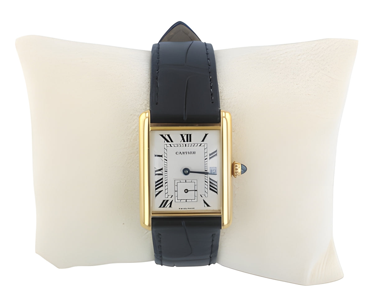 Rare 18kt Cartier Tank Louie Men's Watch Ref. 811002 with Second Hand