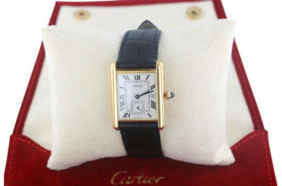 Rare 18kt Cartier Tank Louie Men's Watch Ref. 811002 with Second Hand