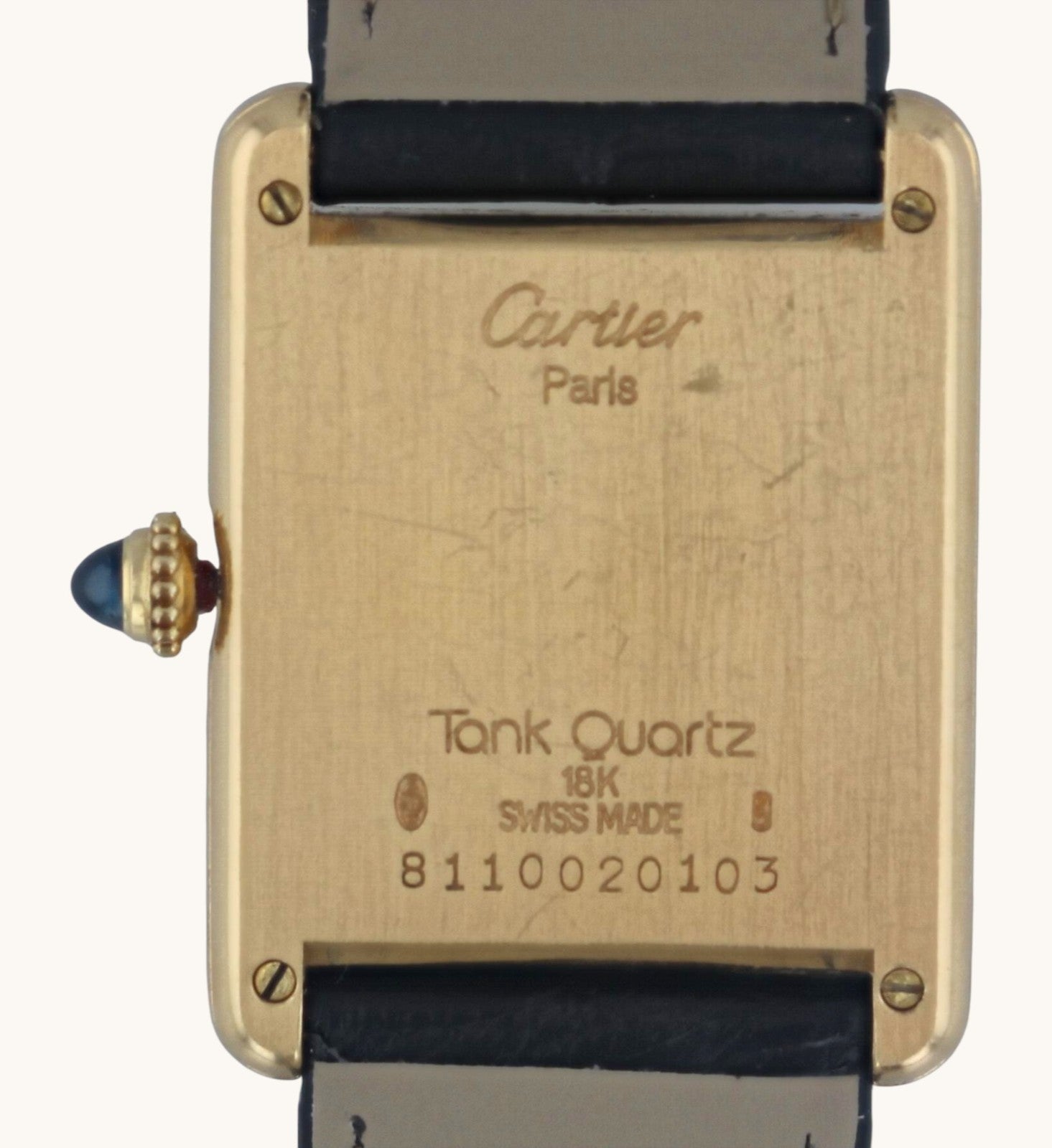 Rare 18kt Cartier Tank Louie Men's Watch Ref. 811002 with Second Hand