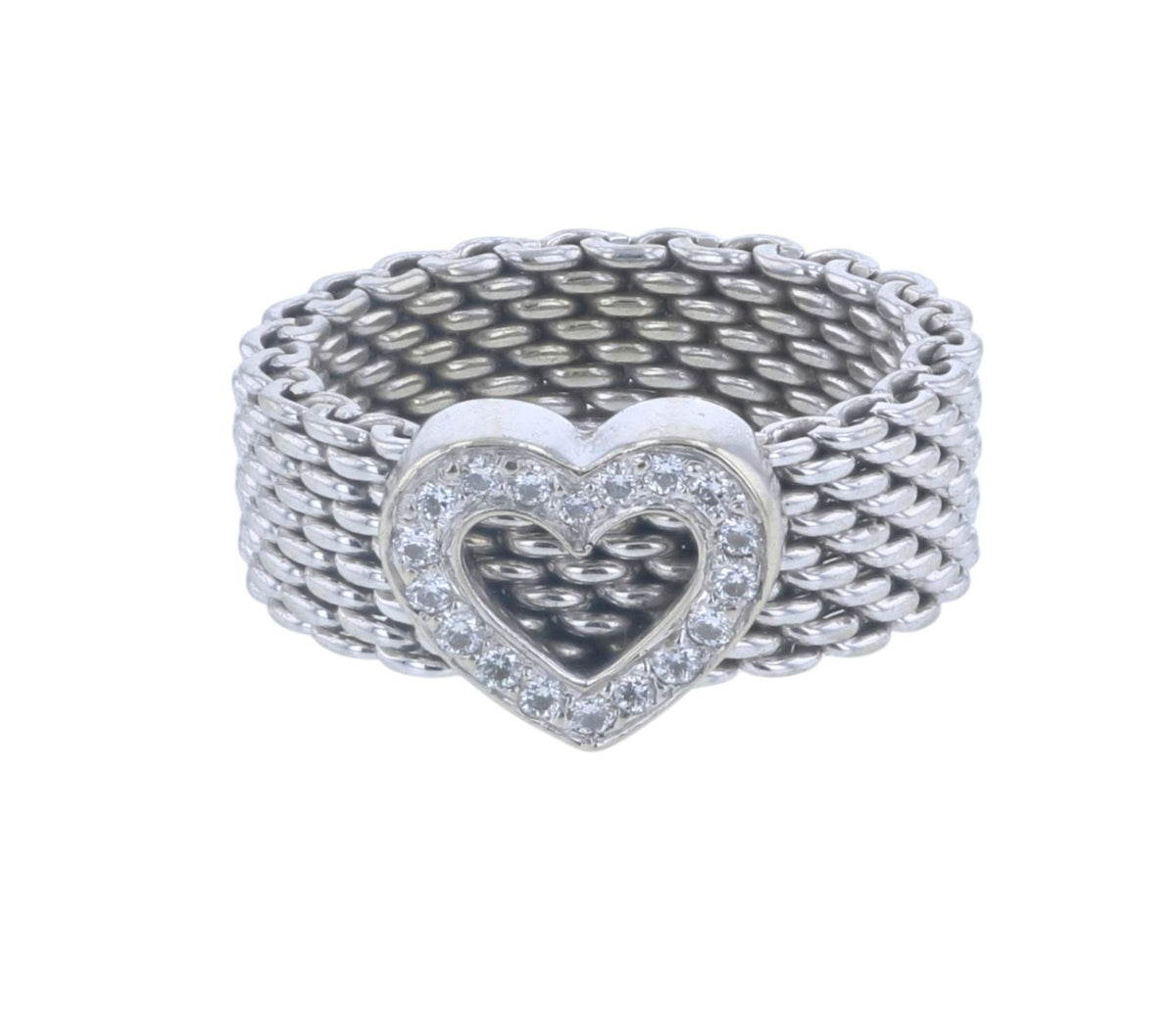 Tiffany & Co. Ring Diamond Somerset Mesh Heart 18K White Gold