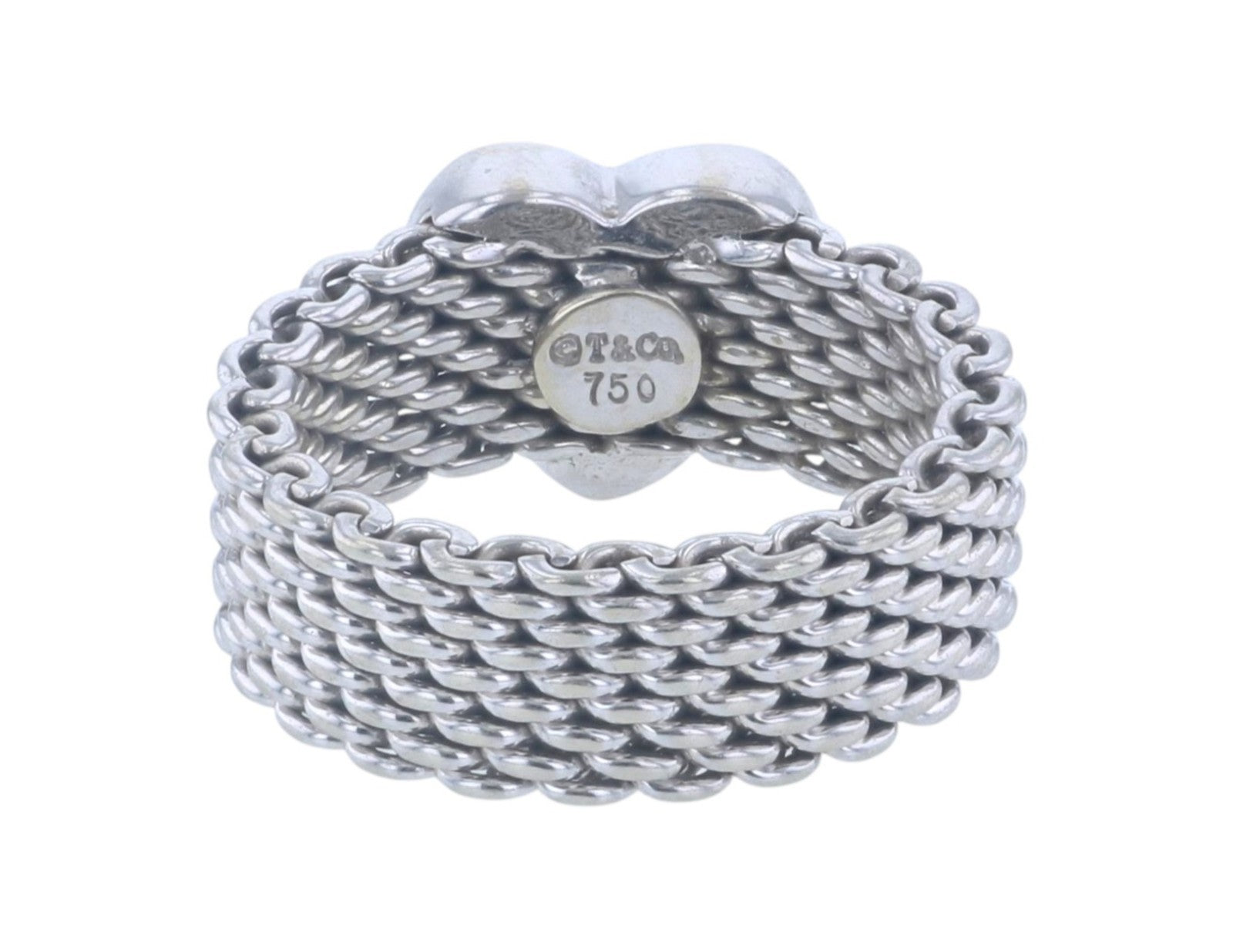 Tiffany & Co. Ring Diamond Somerset Mesh Heart 18K White Gold