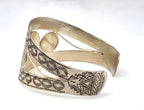 Spiral Wide Cuff Bracelet 925 Sterling Silver Thailand 41.2g