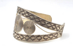 Spiral Wide Cuff Bracelet 925 Sterling Silver Thailand 41.2g