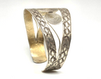 Spiral Wide Cuff Bracelet 925 Sterling Silver Thailand 41.2g
