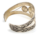 Spiral Wide Cuff Bracelet 925 Sterling Silver Thailand 41.2g