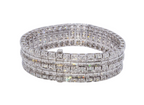 18K White Gold Baguette & Round Diamond Wide Statement Bracelet