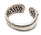 SARDA 925 Sterling Silver Gray Gemstone Hinged Cuff Bracelet Indonesia