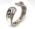 SARDA 925 Sterling Silver Gray Gemstone Hinged Cuff Bracelet Indonesia