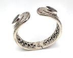SARDA 925 Sterling Silver Gray Gemstone Hinged Cuff Bracelet Indonesia