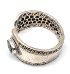 SARDA 925 Sterling Silver Gray Gemstone Hinged Cuff Bracelet Indonesia