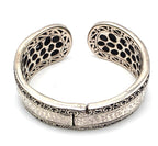 SARDA 925 Sterling Silver Gray Gemstone Hinged Cuff Bracelet Indonesia