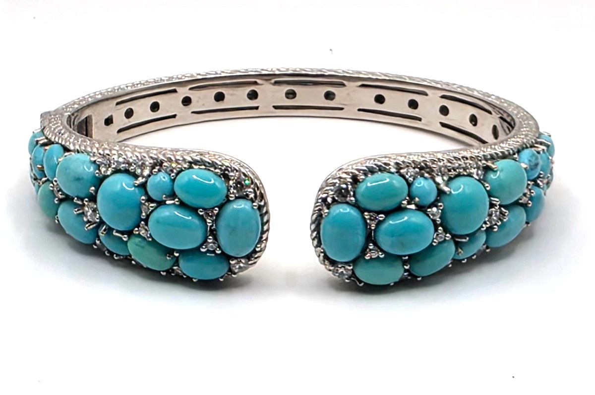 NWOT Judith Ripka Sterling Silver Sleeping Beauty Turquoise & Diamonique Cuff