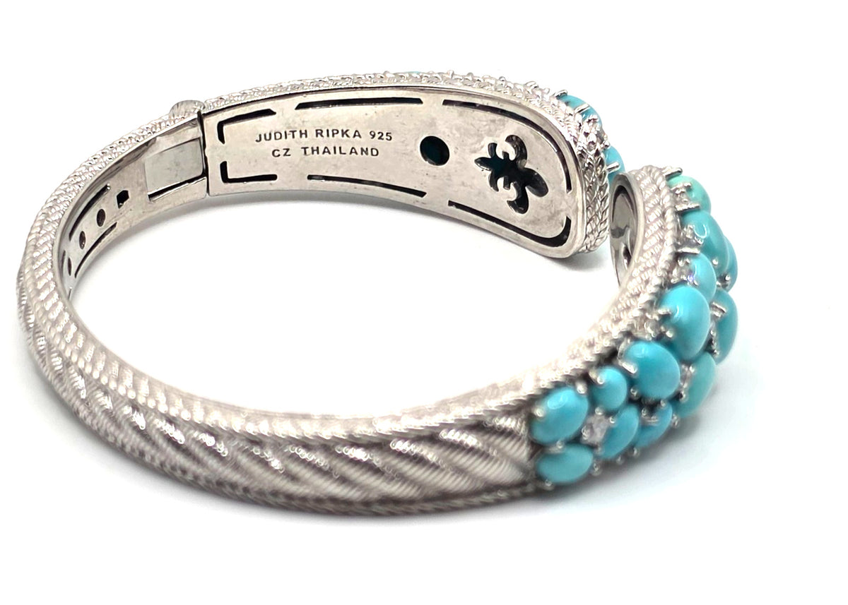 NWOT Judith Ripka Sterling Silver Sleeping Beauty Turquoise & Diamonique Cuff