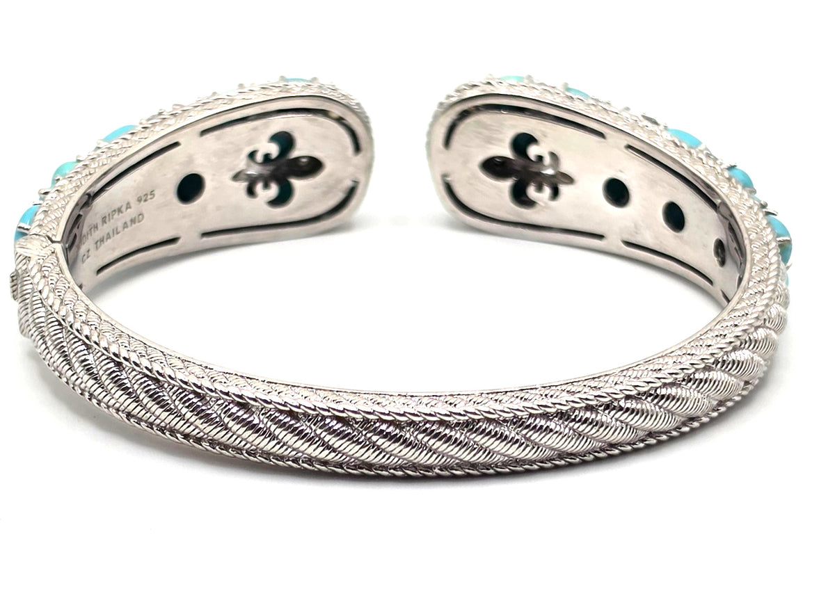 NWOT Judith Ripka Sterling Silver Sleeping Beauty Turquoise & Diamonique Cuff