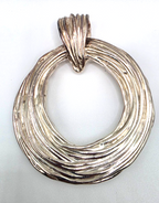 PZ Israel Sterling Silver 925 Large Textured Circle Pendant 21.5g Artisan Modern