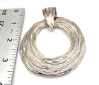 PZ Israel Sterling Silver 925 Large Textured Circle Pendant 21.5g Artisan Modern