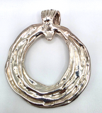 PZ Israel Sterling Silver 925 Large Textured Circle Pendant 21.5g Artisan Modern