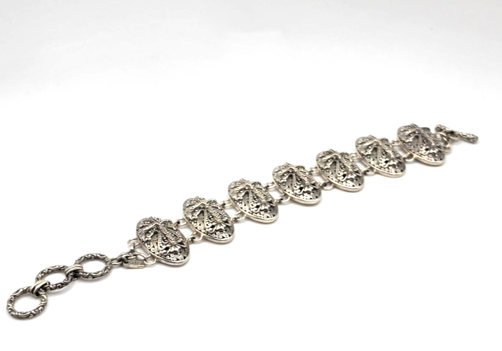 Sarda 925 Sterling Silver Dragonfly Wide Link Bracelet 67.7g Artisan Toggle