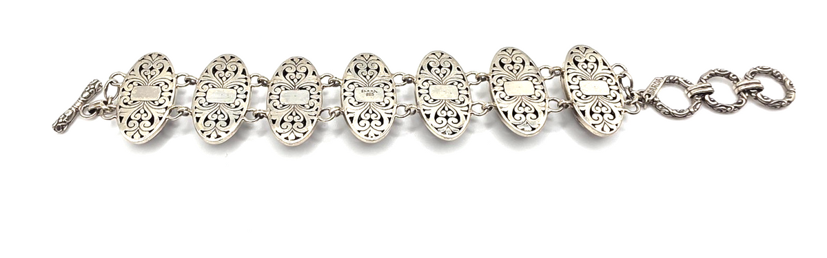 Sarda 925 Sterling Silver Dragonfly Wide Link Bracelet 67.7g Artisan Toggle
