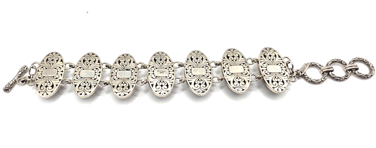 Sarda 925 Sterling Silver Dragonfly Wide Link Bracelet 67.7g Artisan Toggle