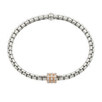 Fope Flexit 18k White Gold 3 Diamond Pave Rose Gold Rondels Bracelet
