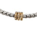 Fope Flexit 18k White Gold 3 Diamond Pave Rose Gold Rondels Bracelet