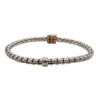Fope Flexit 18k White Gold 3 Diamond Pave Rose Gold Rondels Bracelet
