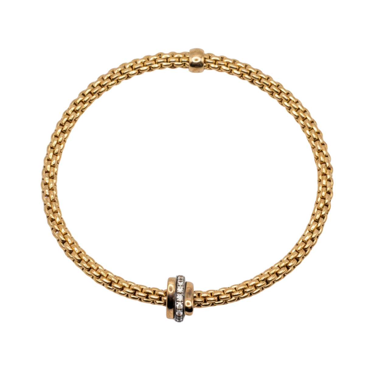 Fope Flexit 18k Rose Gold with Diamond set Rondel Bracelet