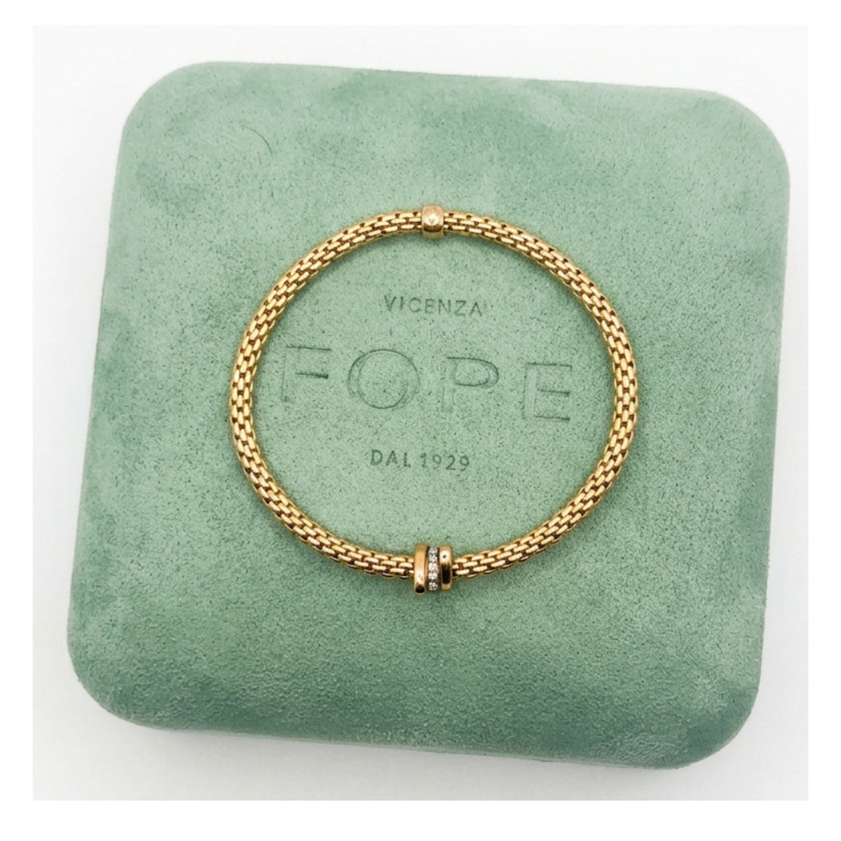 Fope Flexit 18k Rose Gold with Diamond set Rondel Bracelet