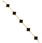 Van Cleef & Arpels Alhambra 5 Motif Black Onyx 18K Yellow Gold Bracelet
