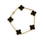 Van Cleef & Arpels Alhambra 5 Motif Black Onyx 18K Yellow Gold Bracelet
