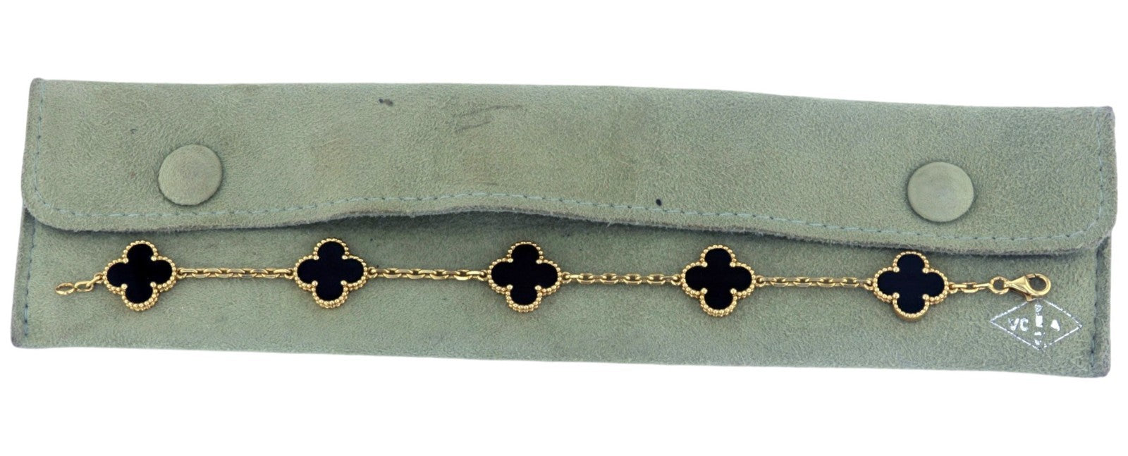 Van Cleef & Arpels Alhambra 5 Motif Black Onyx 18K Yellow Gold Bracelet