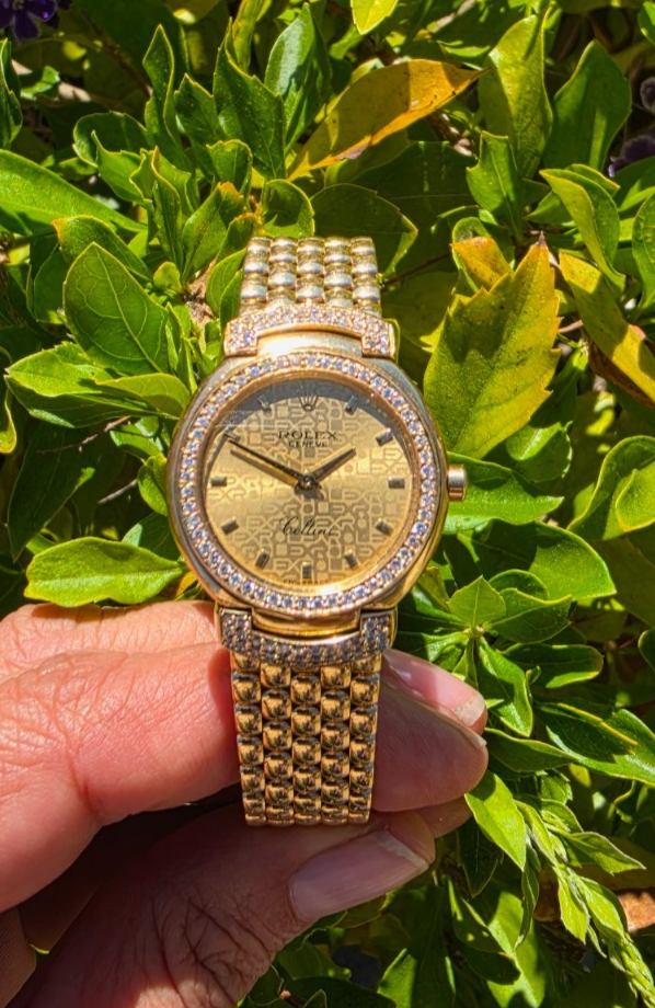 Rolex Cellini Ladies 18K Yellow Gold Diamond Bezel & Lugs Bracelet Watch