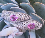 SARDA 925 Sterling Silver Purple Gemstone Bypass Hinged Cuff Bracelet NWOT