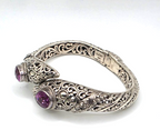 SARDA 925 Sterling Silver Purple Gemstone Bypass Hinged Cuff Bracelet NWOT