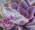 SARDA 925 Sterling Silver Purple Gemstone Bypass Hinged Cuff Bracelet NWOT