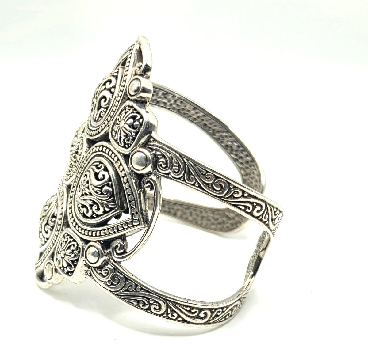 NWOT Sarda Sterling Silver Statement Cuff Bracelet Large Ornate Openwork Design