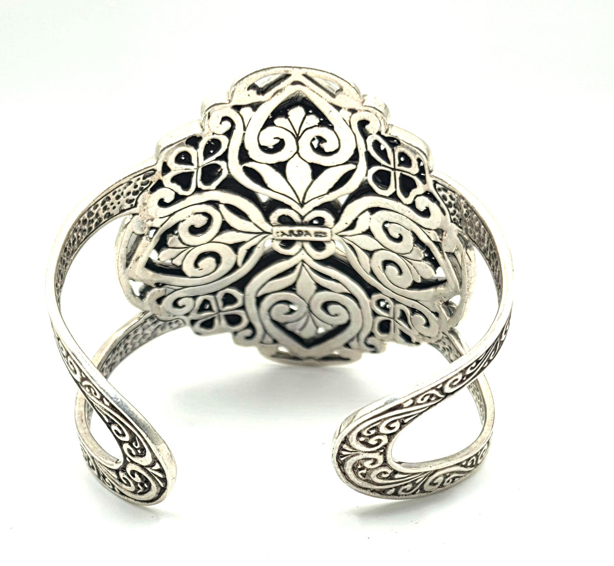NWOT Sarda Sterling Silver Statement Cuff Bracelet Large Ornate Openwork Design