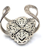 NWOT Sarda Sterling Silver Statement Cuff Bracelet Large Ornate Openwork Design