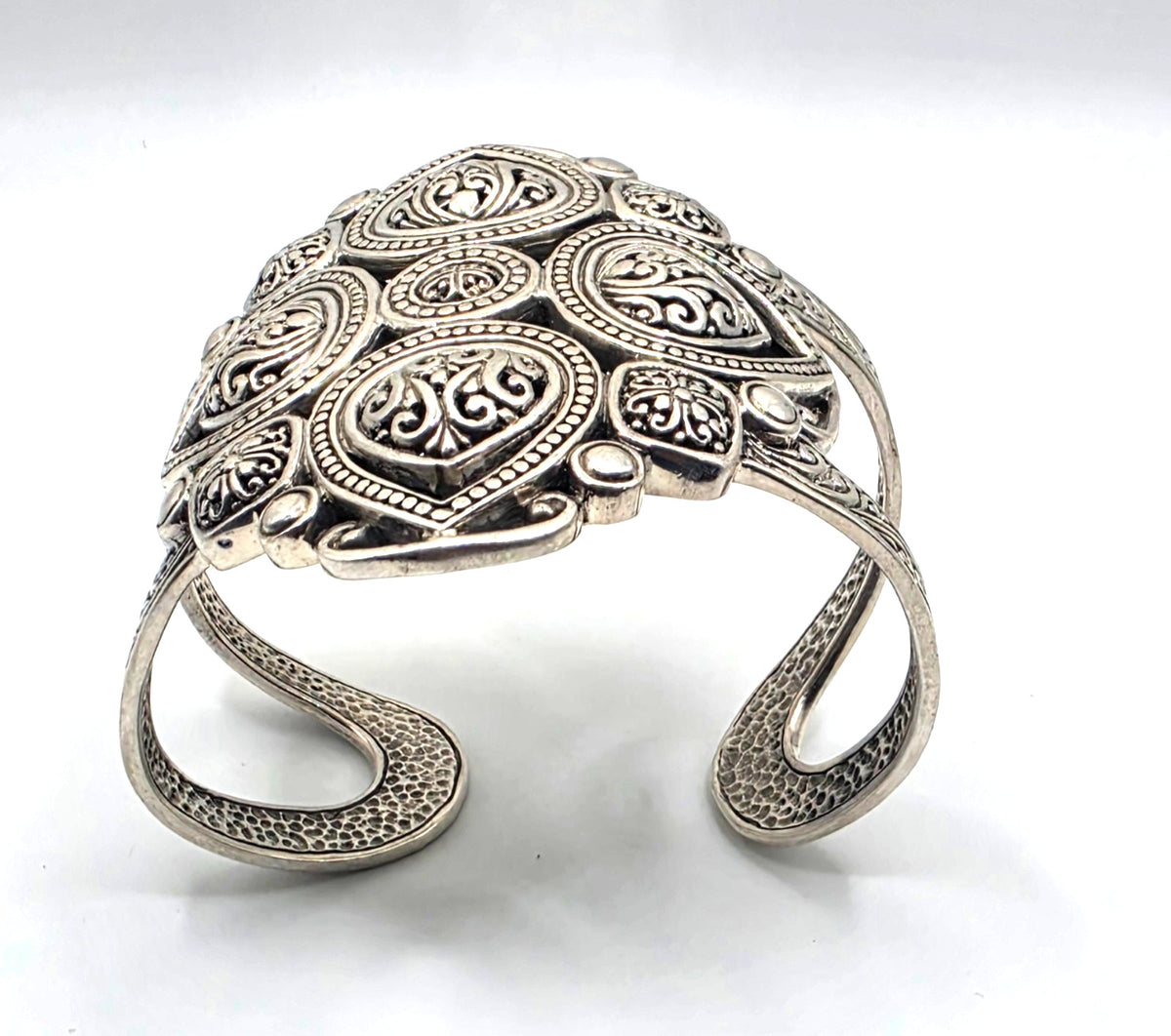 NWOT Sarda Sterling Silver Statement Cuff Bracelet Large Ornate Openwork Design